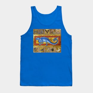 MEDIEVAL BESTIARY,SEPS LEGENDARY SNAKE , FANTASTIC ANIMALS IN GOLD RED BLUE COLORS Tank Top